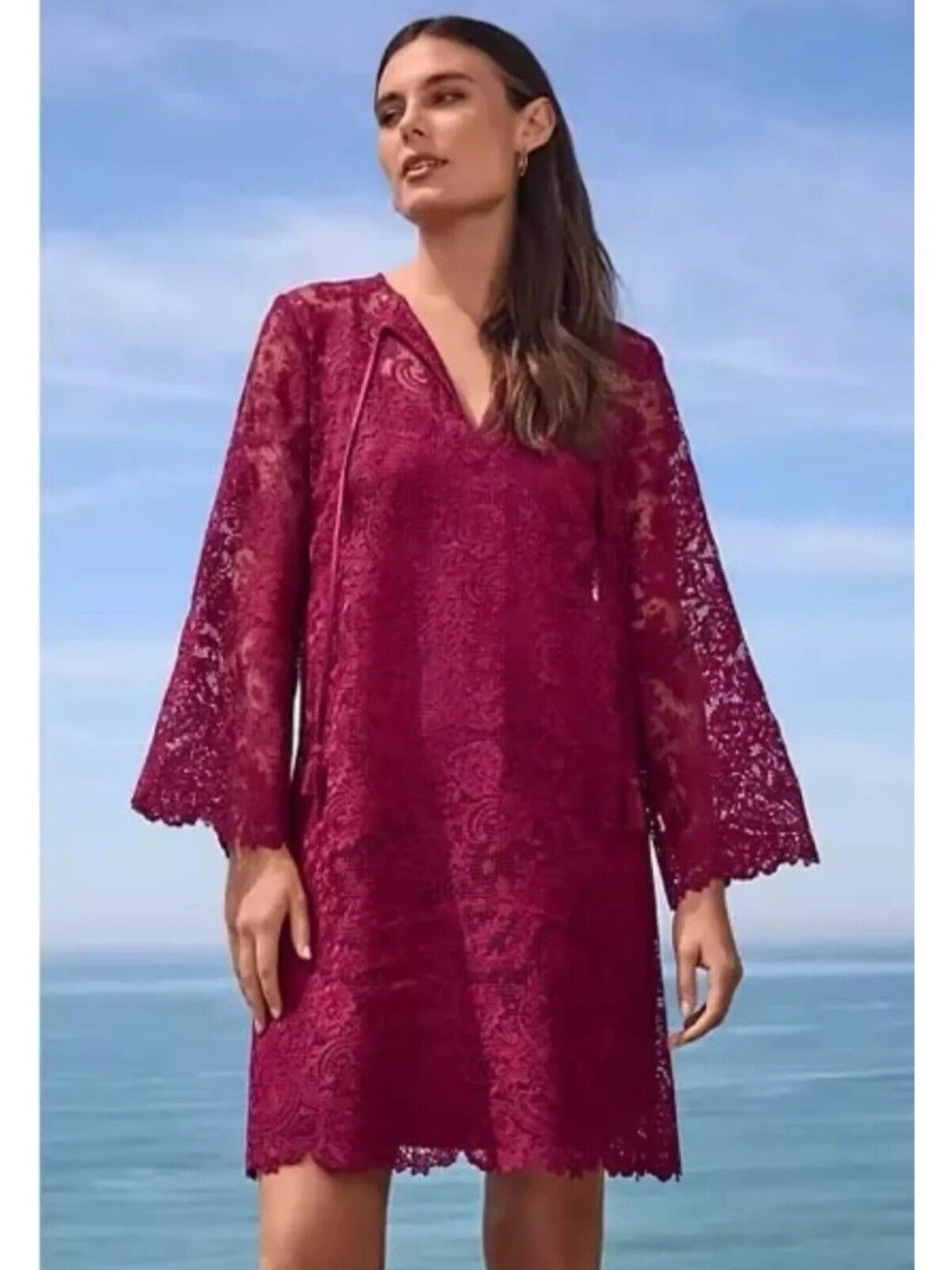 Nwt $388 Johnny Was Jade Harper Lace Tunic Dress Matching Slip Sheer Beach Sz Xs